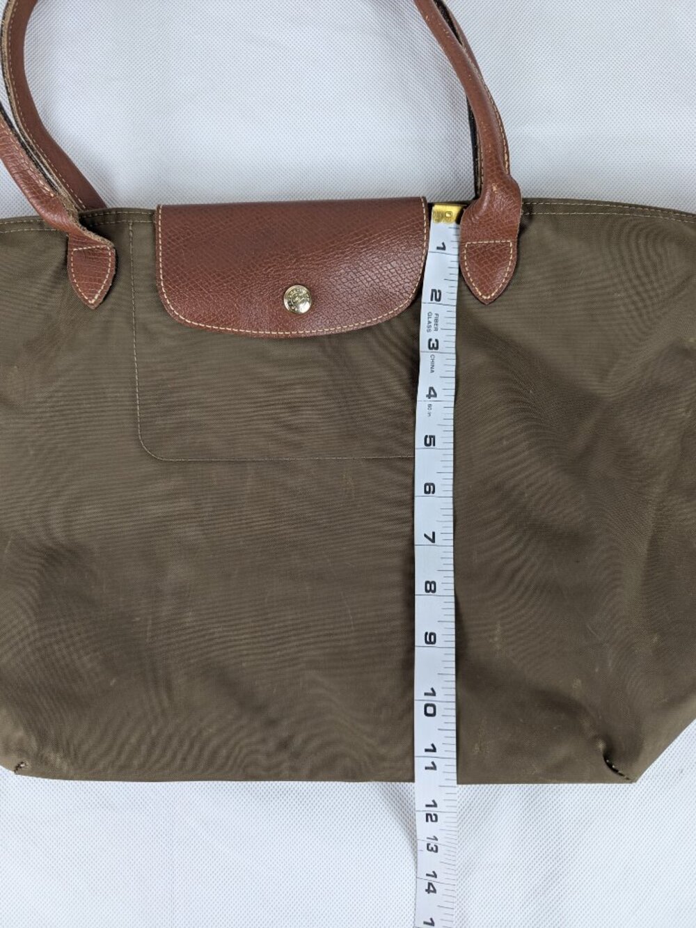 Authentic Longchamp Le Pliage Tote Nylon Shoulder Bag Green Made in China. - Picture 15 of 16